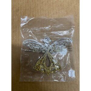 Holiday Lane Gold Tone Glittered Plastic Angel Shape Ornament New With Tag